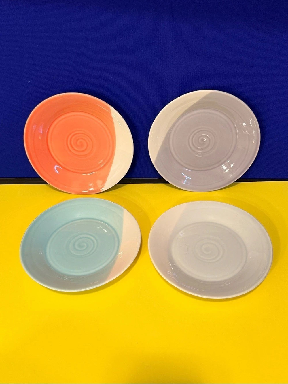 Royal Doulton 1815 Tapas Plates Set of 4 Pastel Colorblock 6.5"
